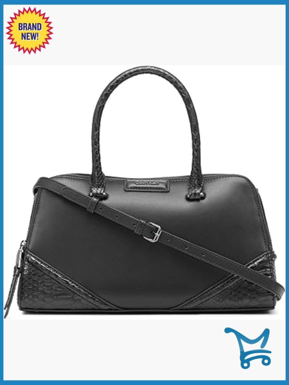 Vegan Leather Satchel with Crossbody Strap, 6 Pockets, Organizational Bag